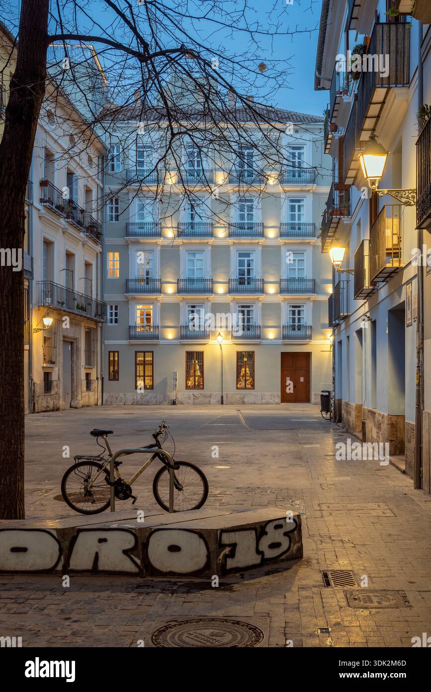 Small square in the old town, Valencia, Valencian Community, Spain Stock Photo