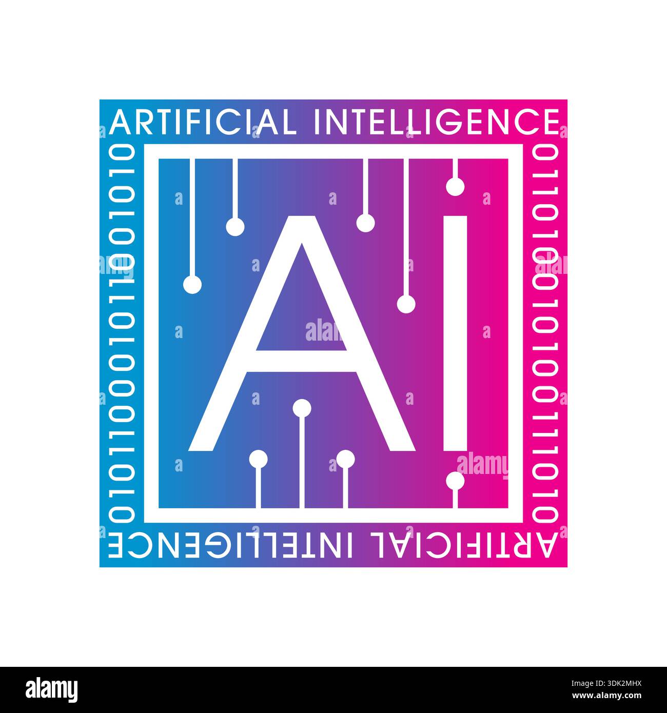 AI logo in gradient frame. artificial intelligence logo in frame. Stock Vector