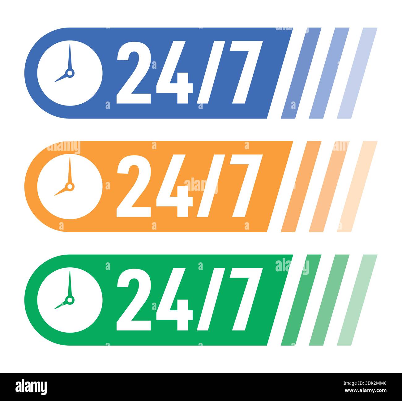 24-7 service concept. 24 7 open service vector. Stock Vector