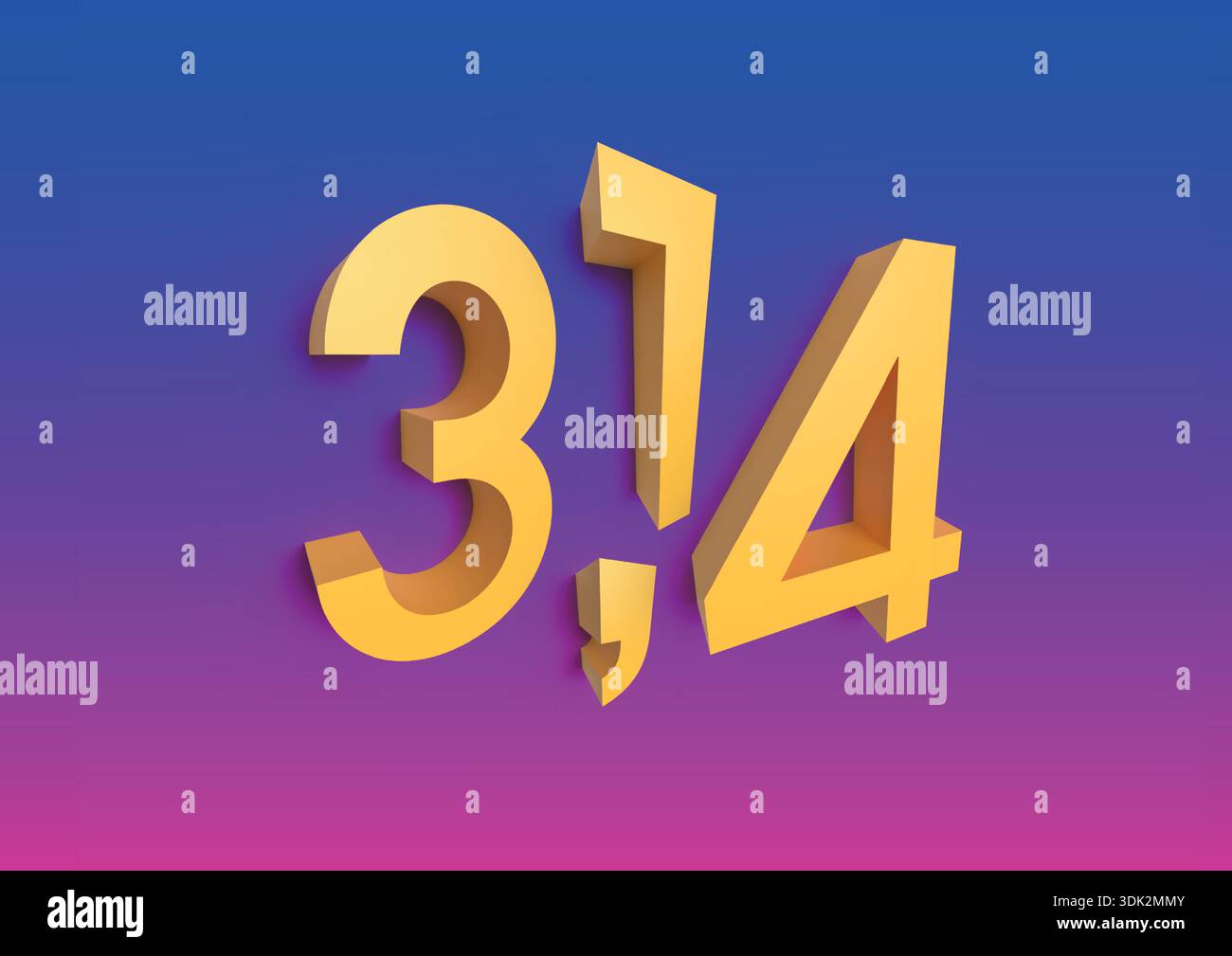 3d render number 3.14. 3 14 pi number. gradient 3d render pi number. Stock Vector