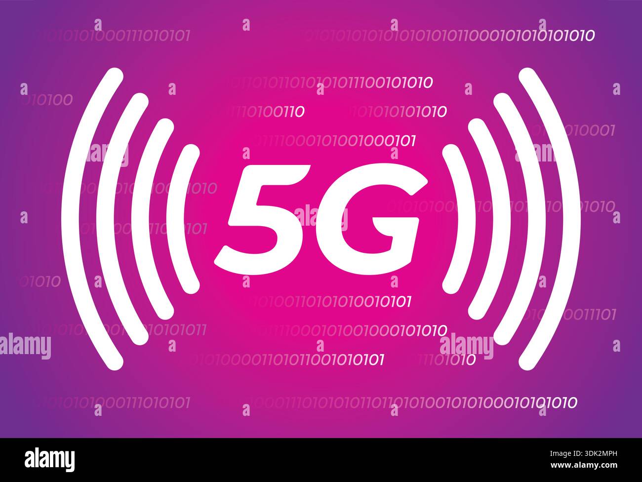 5G logo. 5G logo on digital background. 5G logo on purple background Stock Vector