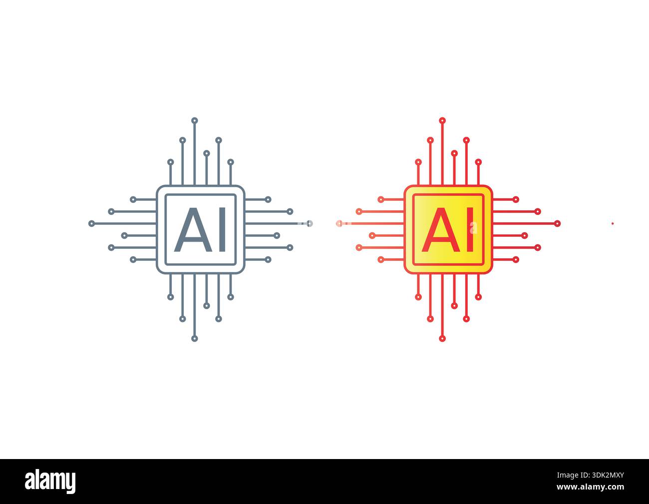 AI concept in vector processor. artificial intelligence concept Stock Vector