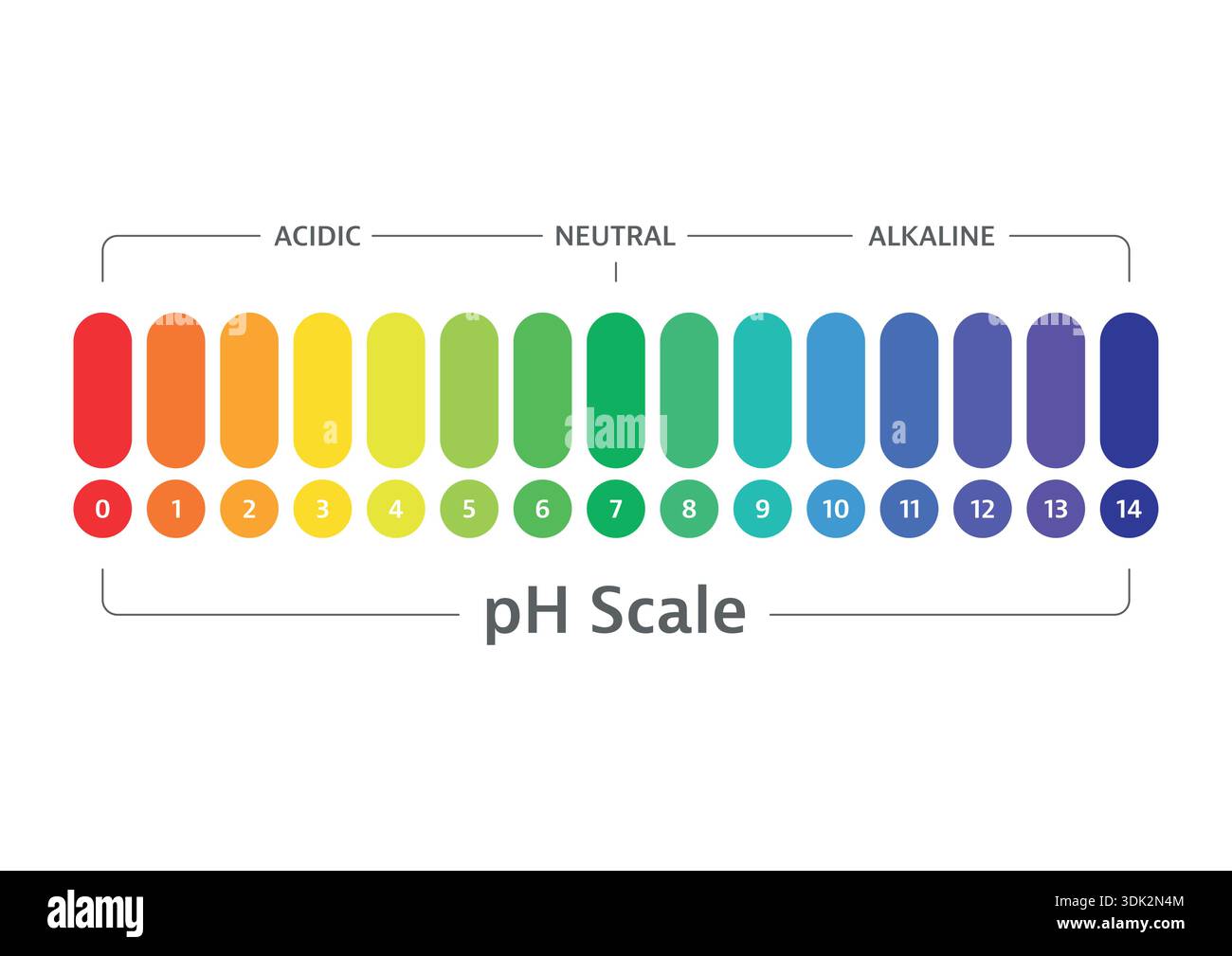 acidic and alkaline scale. ph chart on white background. vector pH scale. Stock Vector