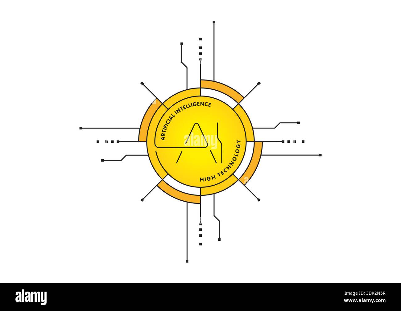 AI concept on white background. round electronic designs and artificial intelligence Stock Vector