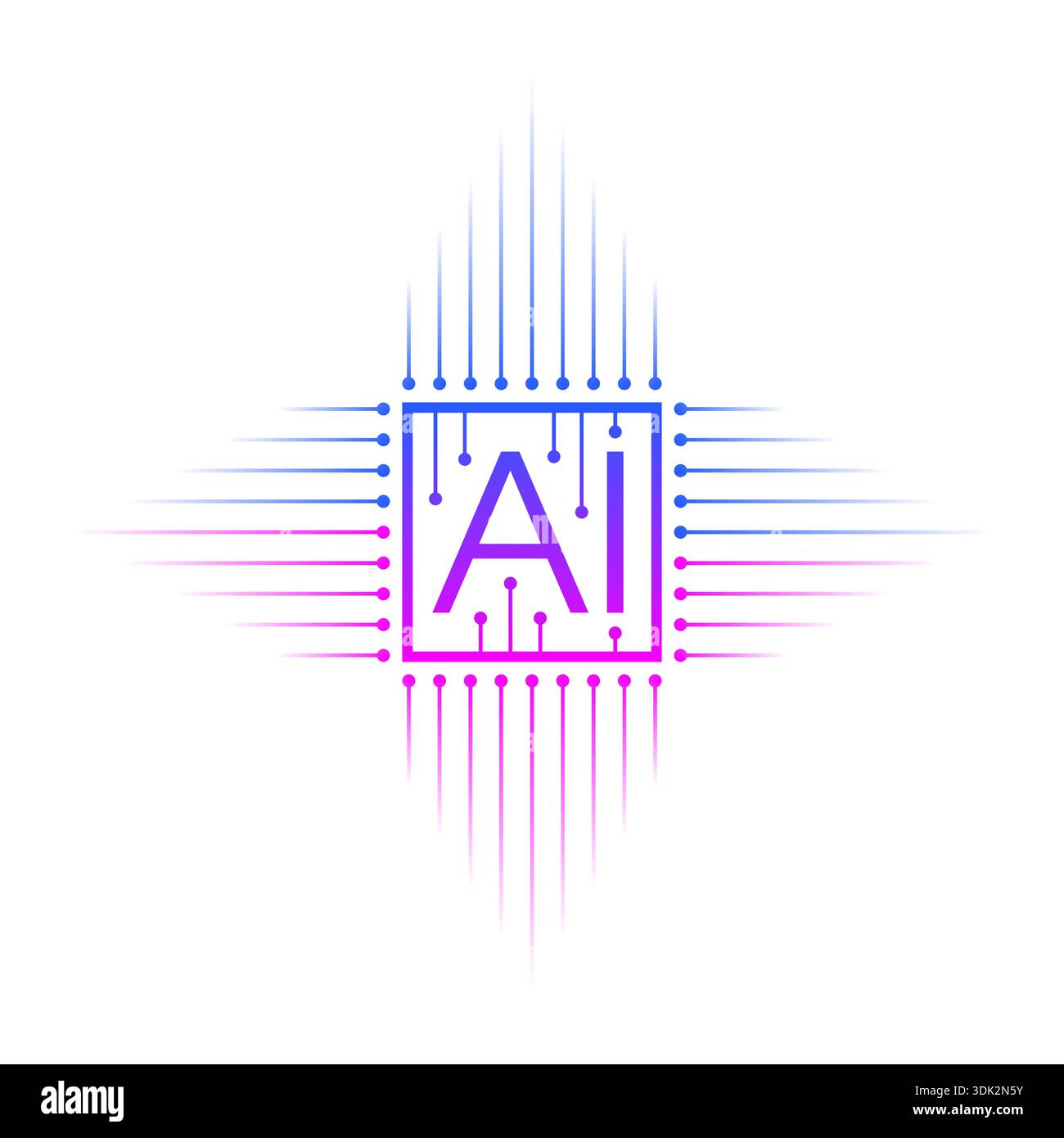 AI logo with computer processor. artificial intelligence Stock Vector