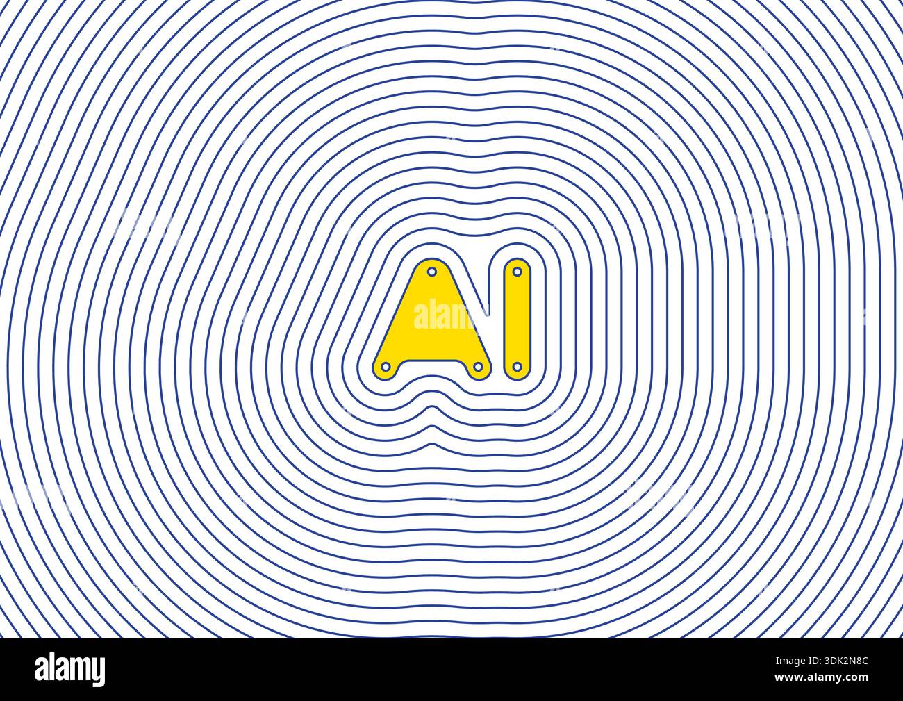 AI logo in thin circles. artificial intelligence concept. Stock Vector