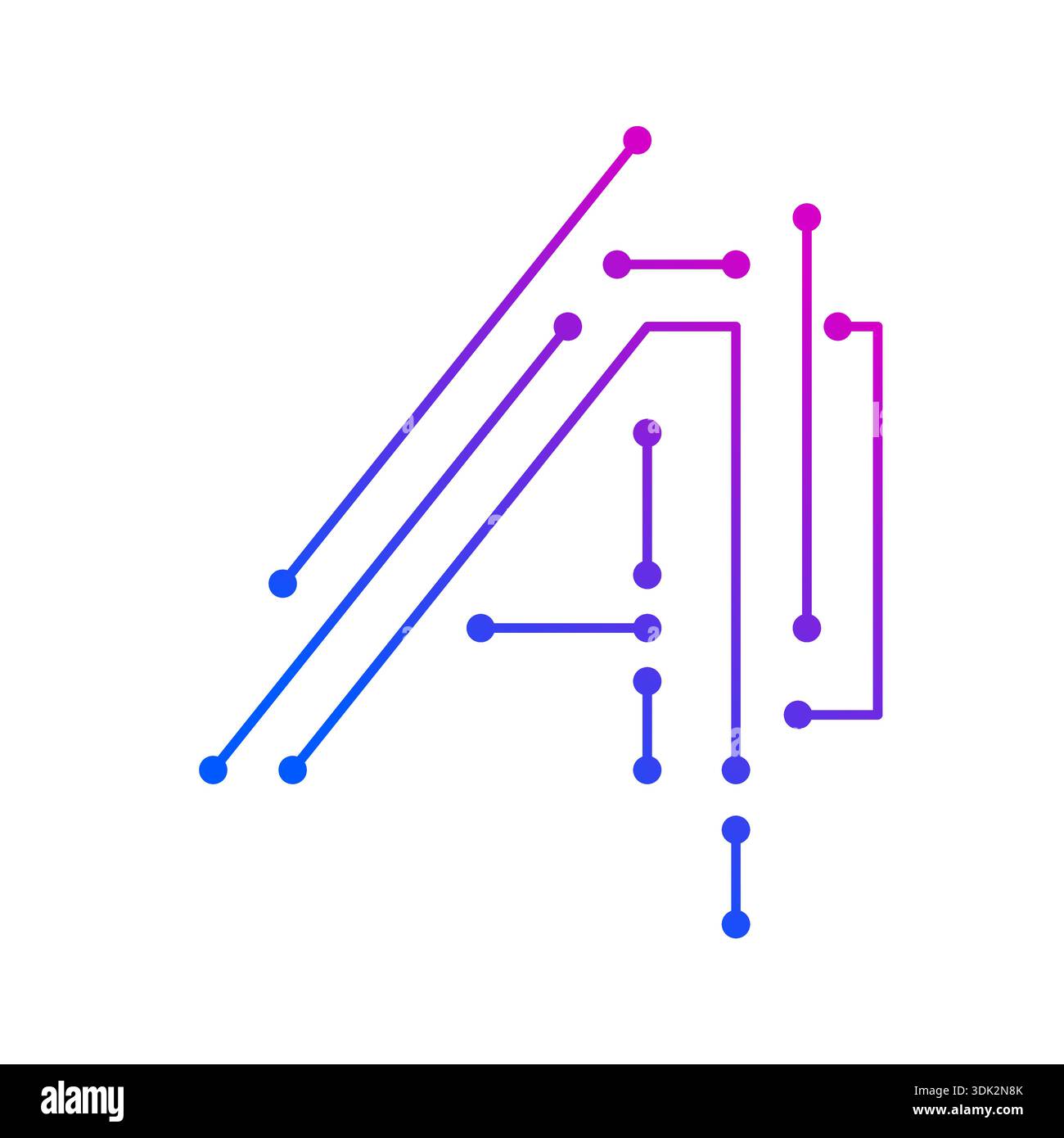 AI logo. Electronic circuit and artificial intelligence concept Stock Vector