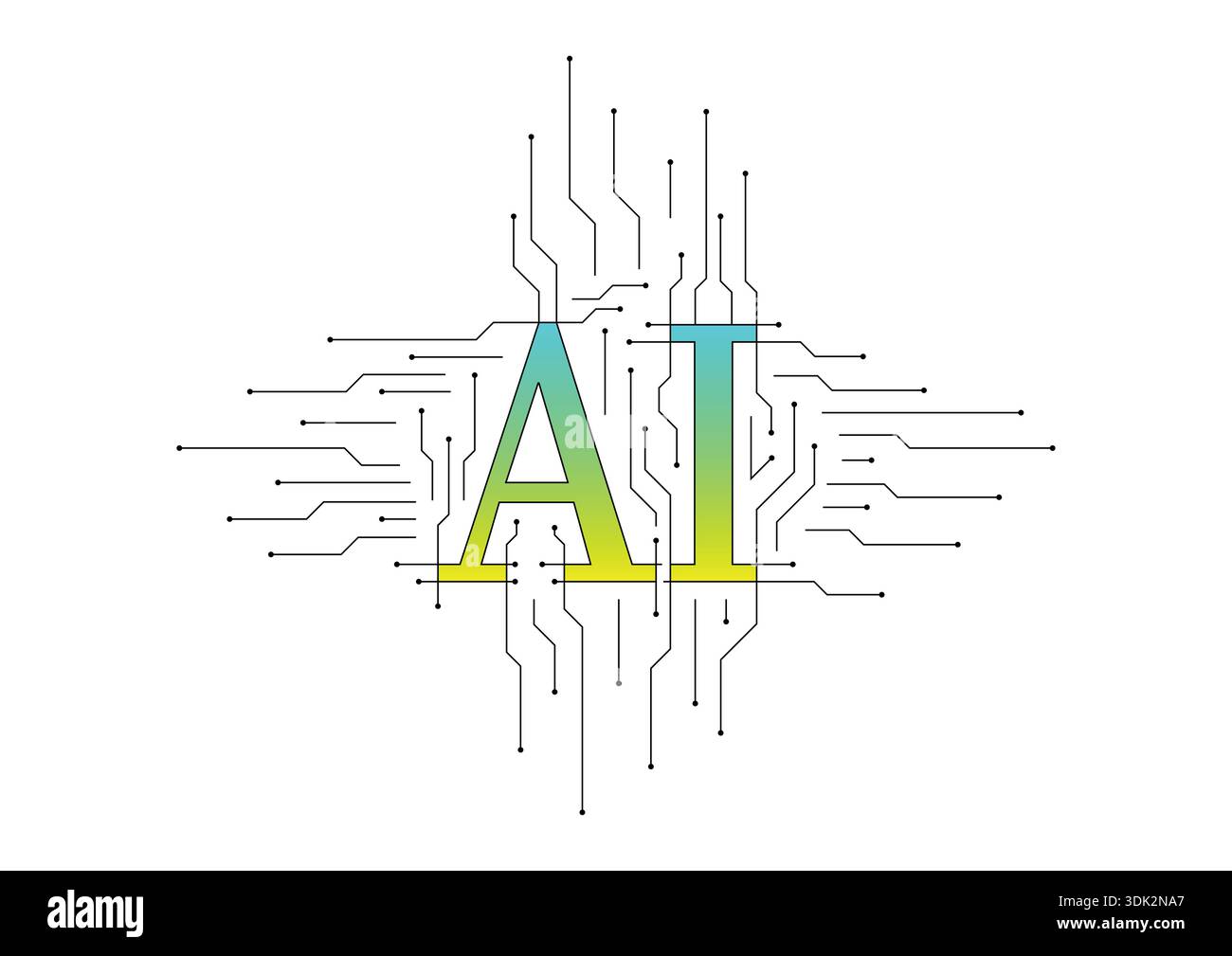 AI logo. Electronic artificial intelligence concept. artificial intelligence conce. Stock Vector