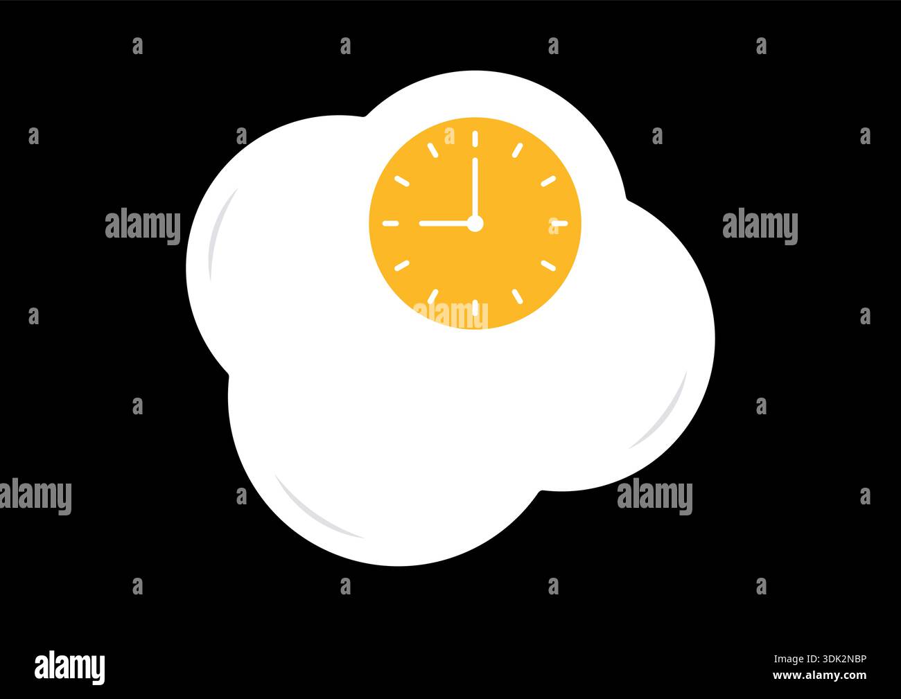 Analog clock inside a cracked egg. broken egg and clock concept Stock Vector