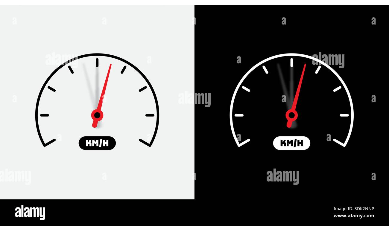 analog gauge set. black and red speedometer set. Stock Vector