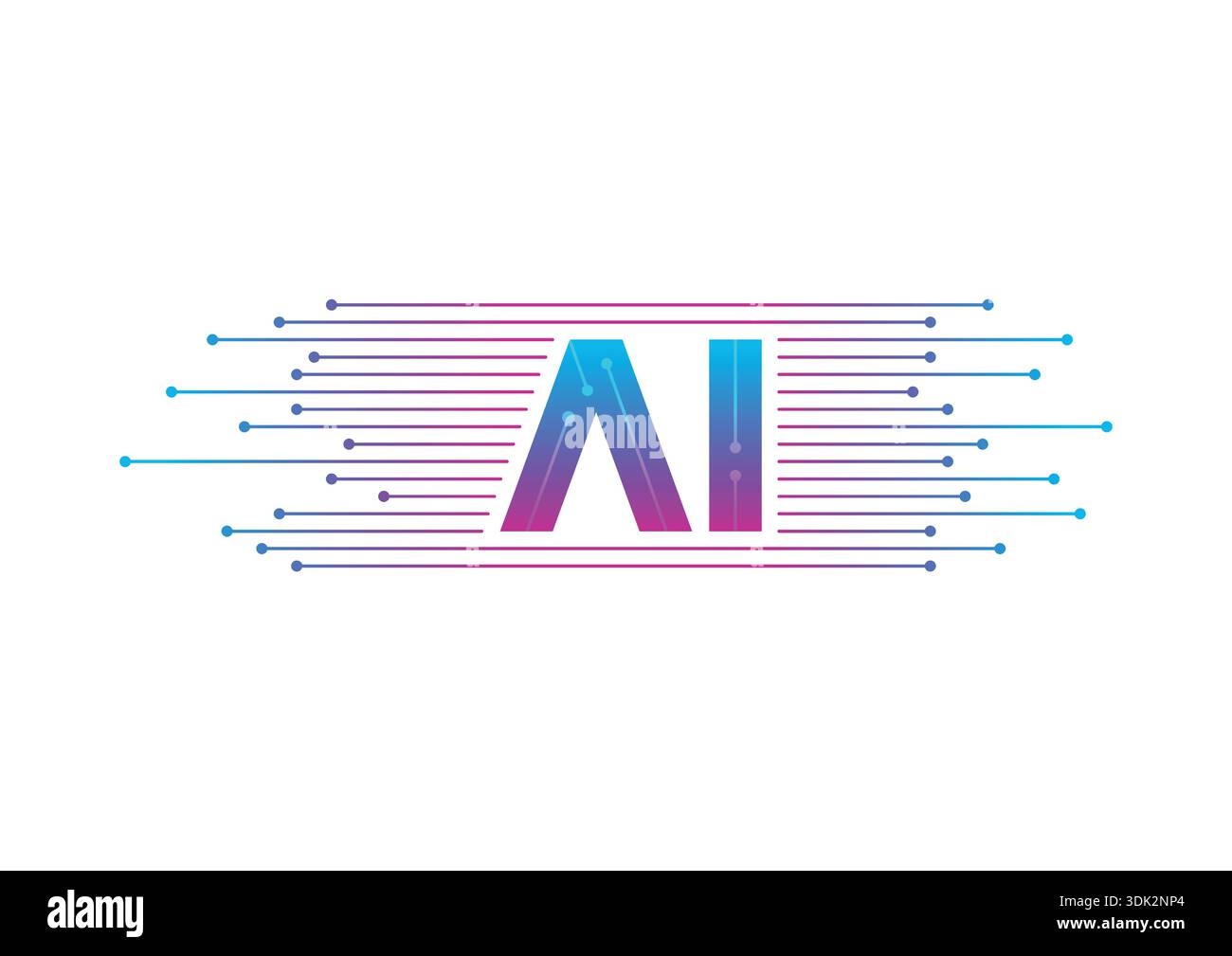 Artificial intelligence concept within lines. AI concept. Stock Vector