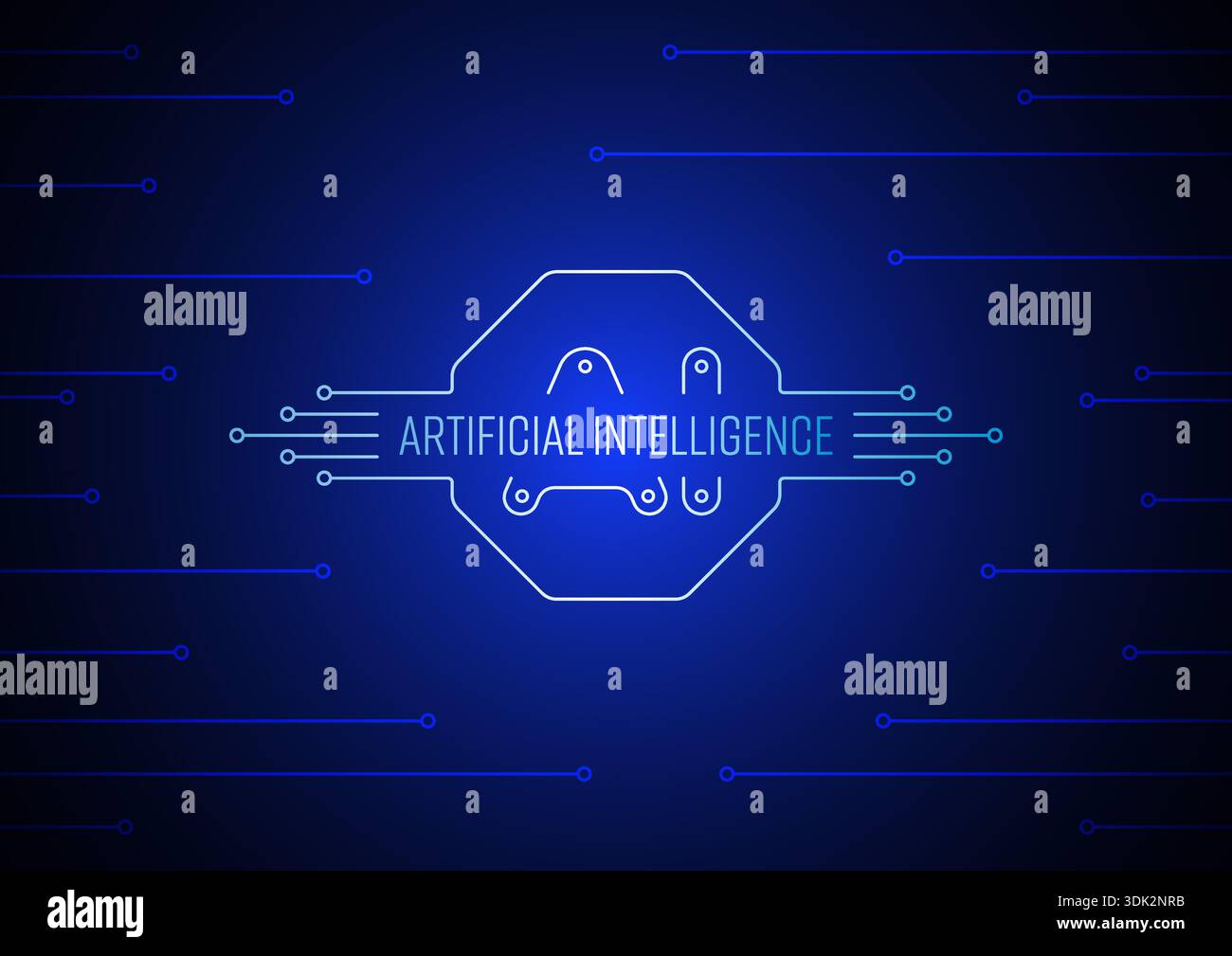 Artificial intelligence concept on dark blue background. electronic artificial intelligence. Stock Vector