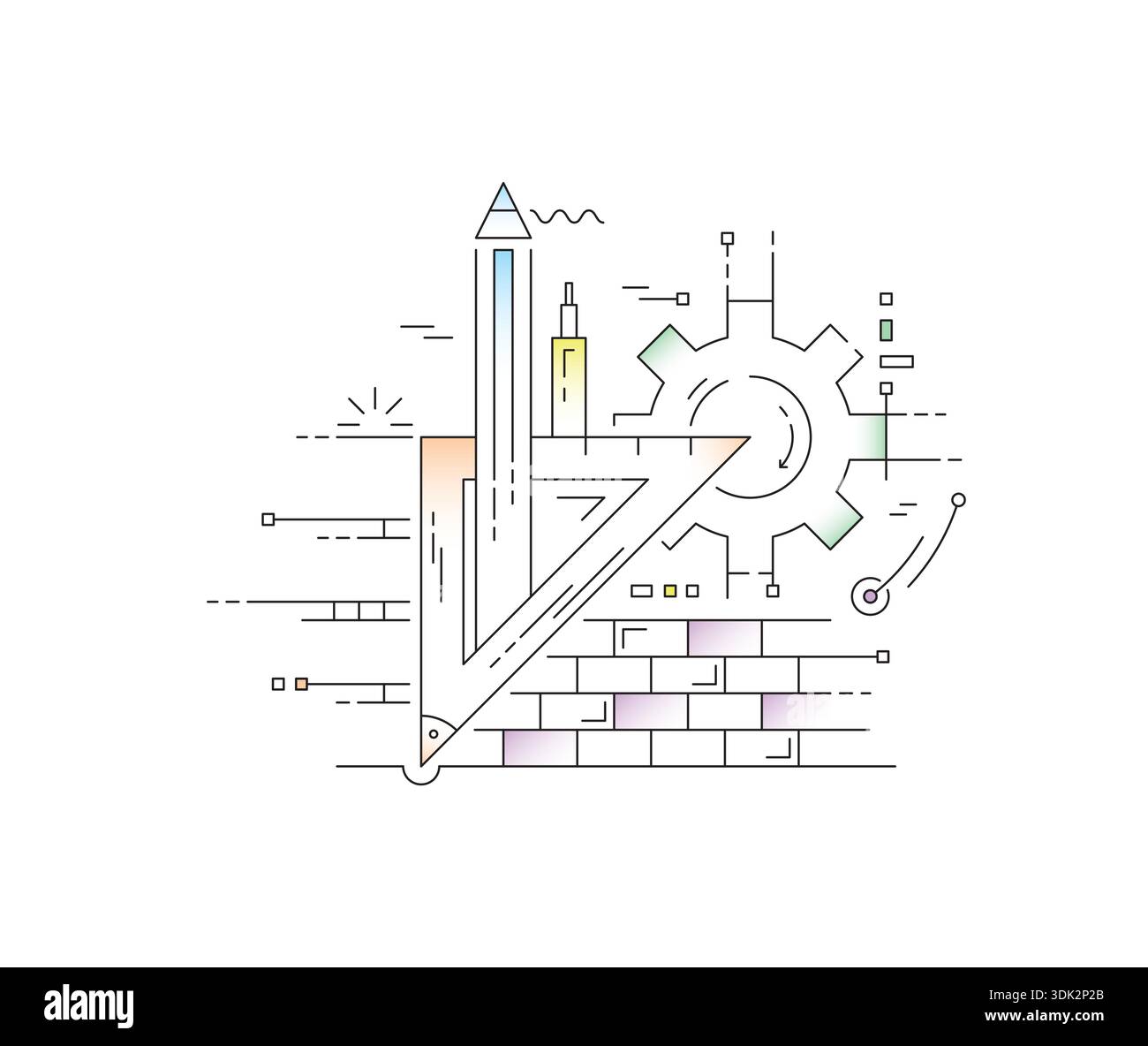 architecture concept. architecture and architectural symbols. technical drawing architecture concept. Stock Vector