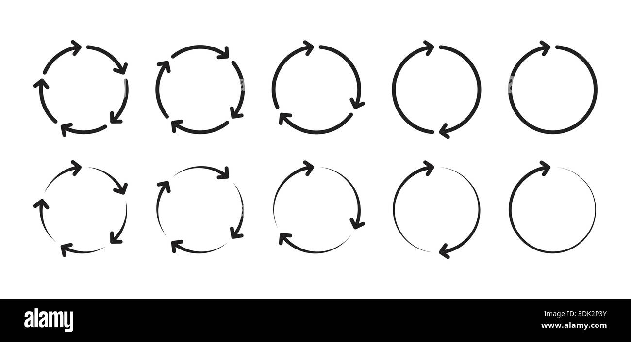 arrows rotating around circle. rotating arrow signs. ring arrow signs. Stock Vector