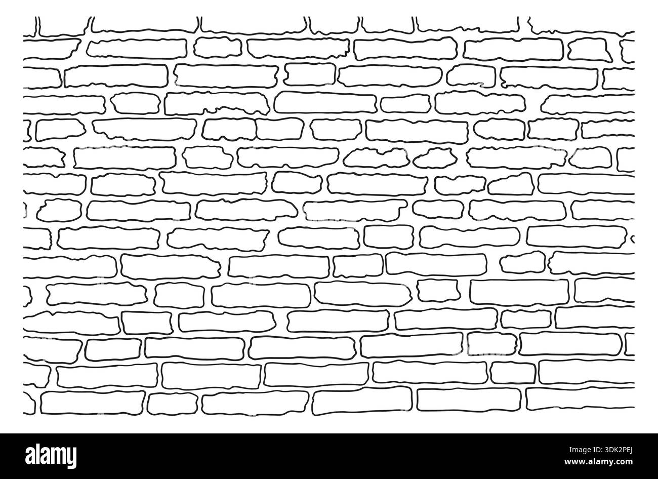 brick wall on white background. outline brick wall pattern. Stock Vector