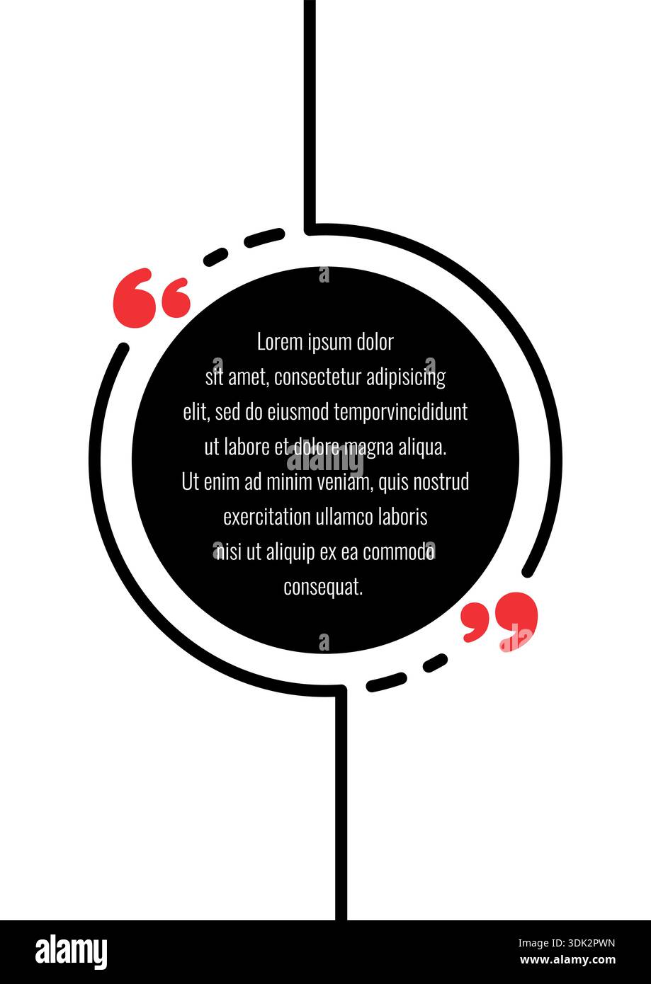 black circle and quotation mark template. quote, quotation mark template. Stock Vector