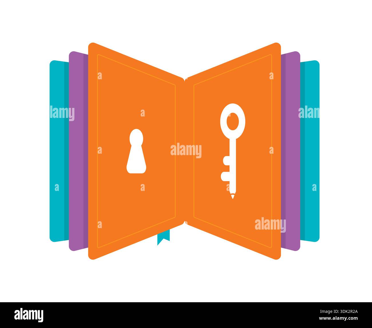 book pages, lock and key concept. Stock Vector