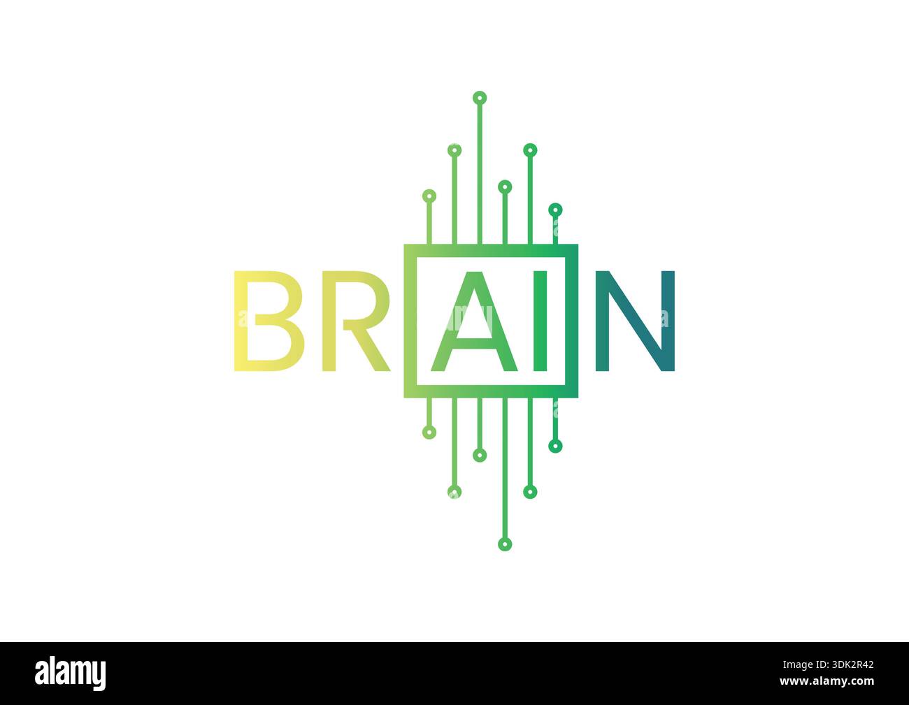 brain, AI and processor concept. brain and artificial intelligence logo Stock Vector