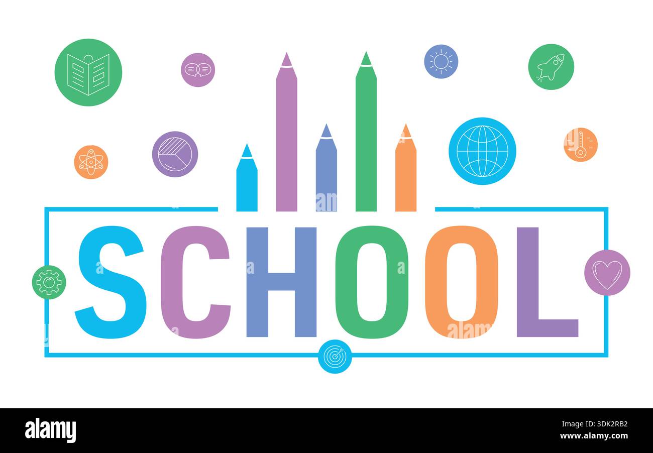 color school and color pencils Stock Vector