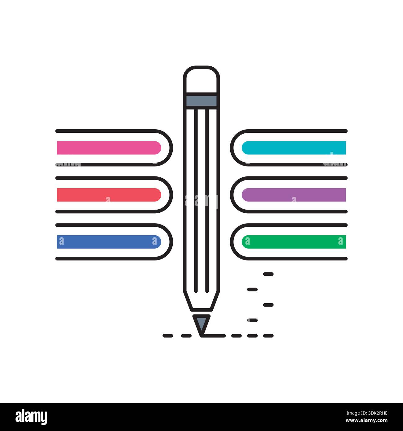 book and pen concept on white background. Stock Vector
