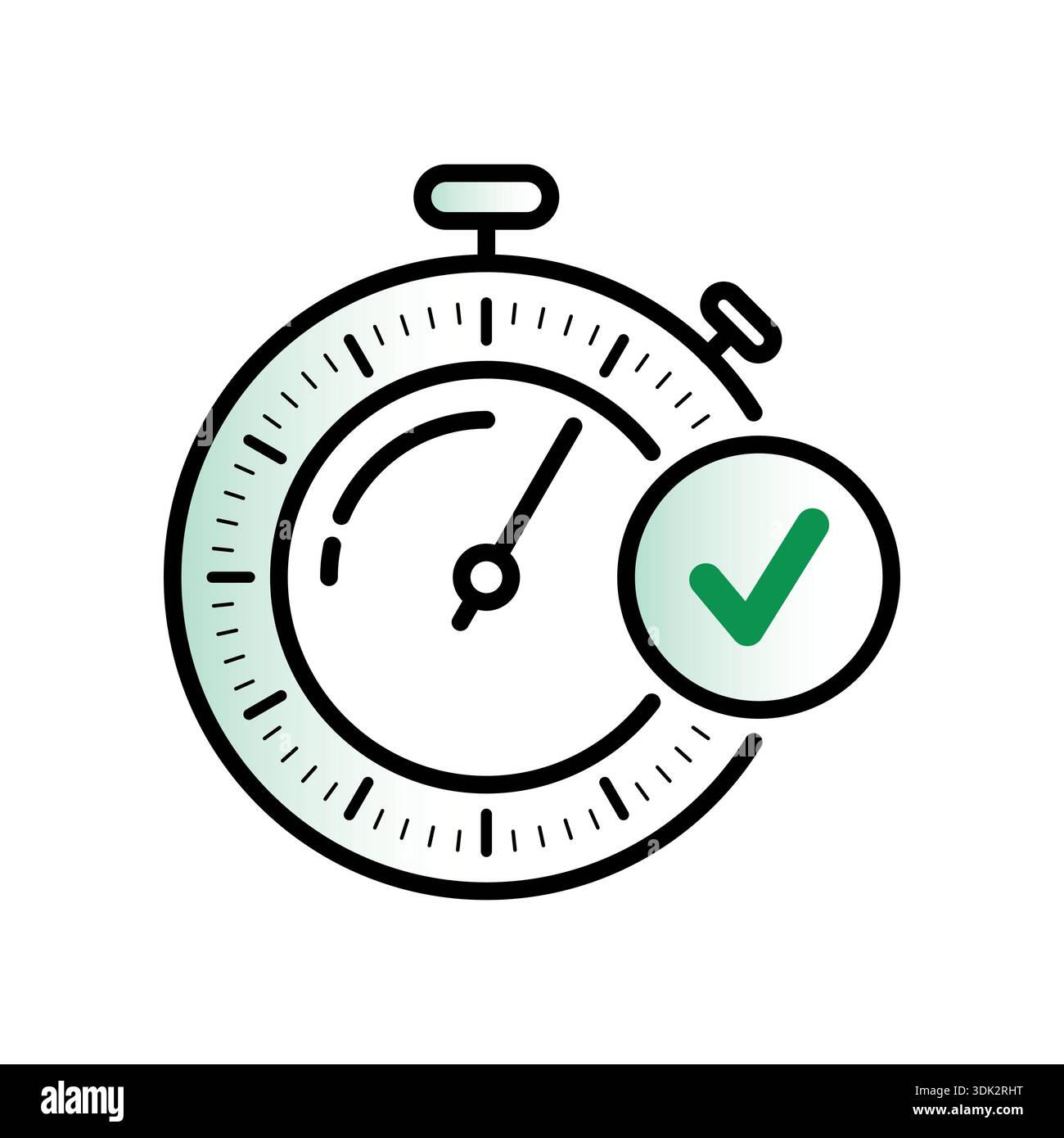 check sign and speedometer. speed dial and confirmation concept. Stock Vector