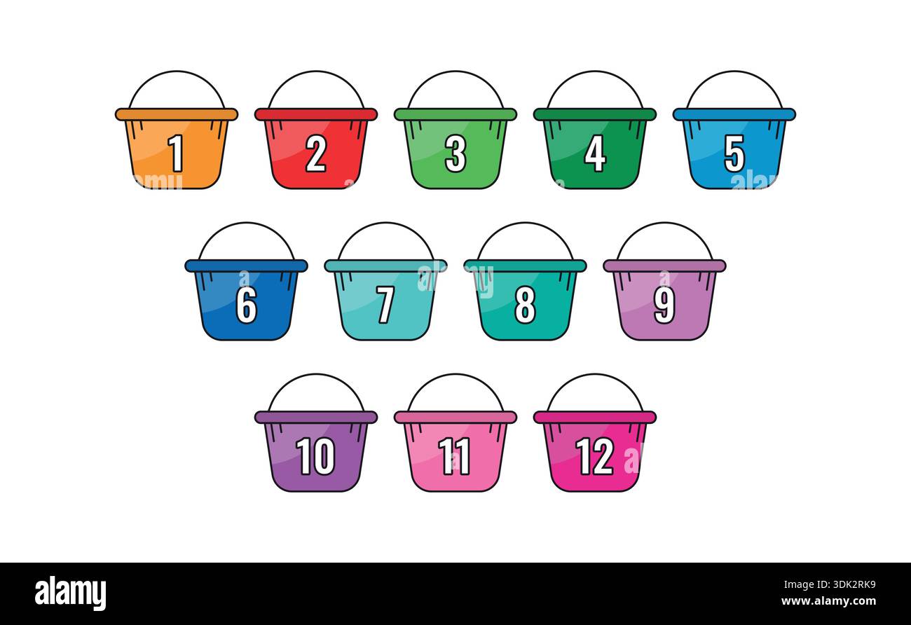 colorful ordered math numbers. vector numbers concept Stock Vector