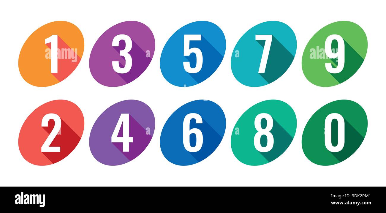 colorful ordered math numbers. vector numbers concept Stock Vector