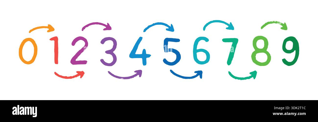 colorful ordered math numbers. vector numbers concept Stock Vector