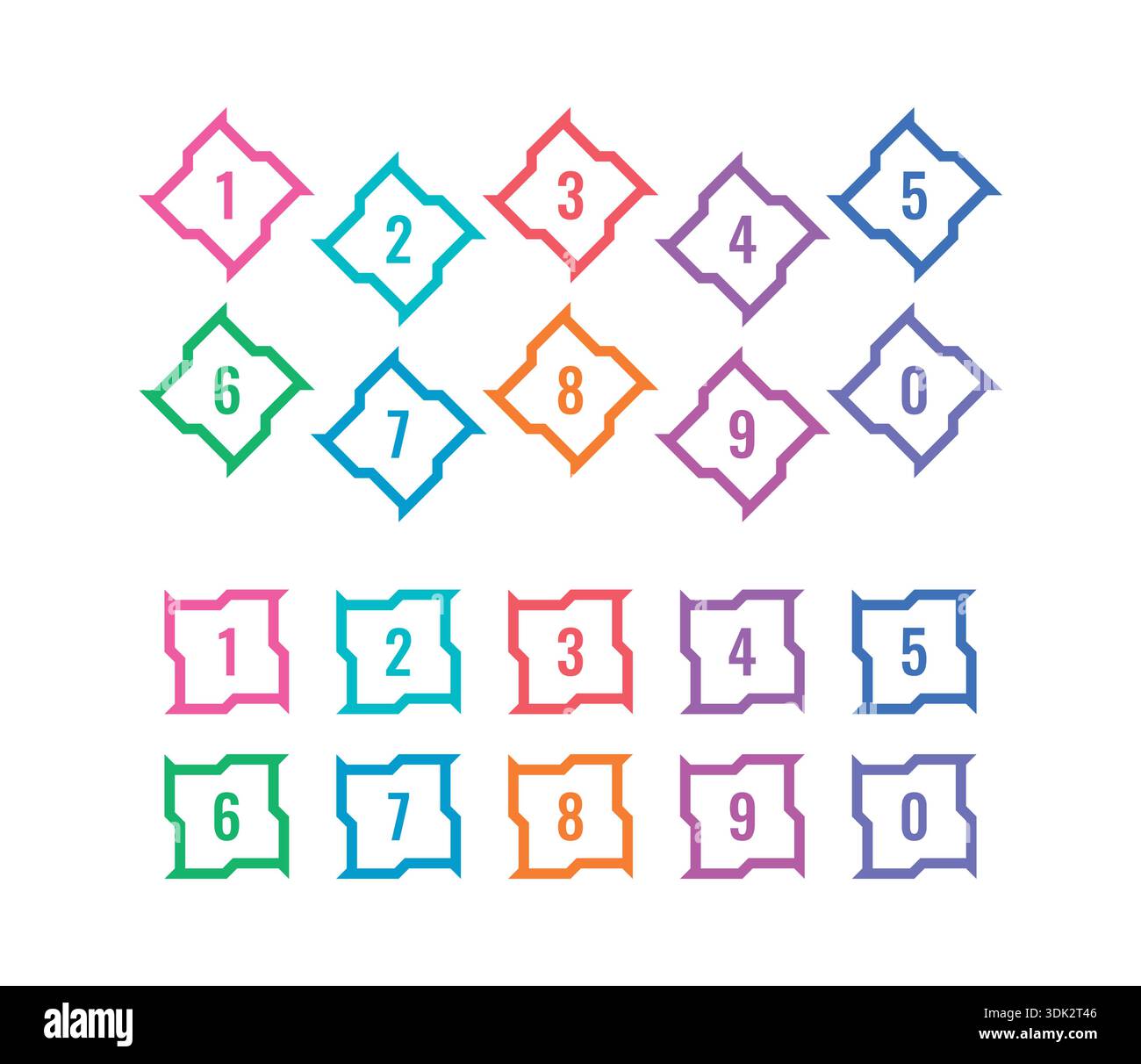 colorful ordered math numbers. vector numbers concept Stock Vector
