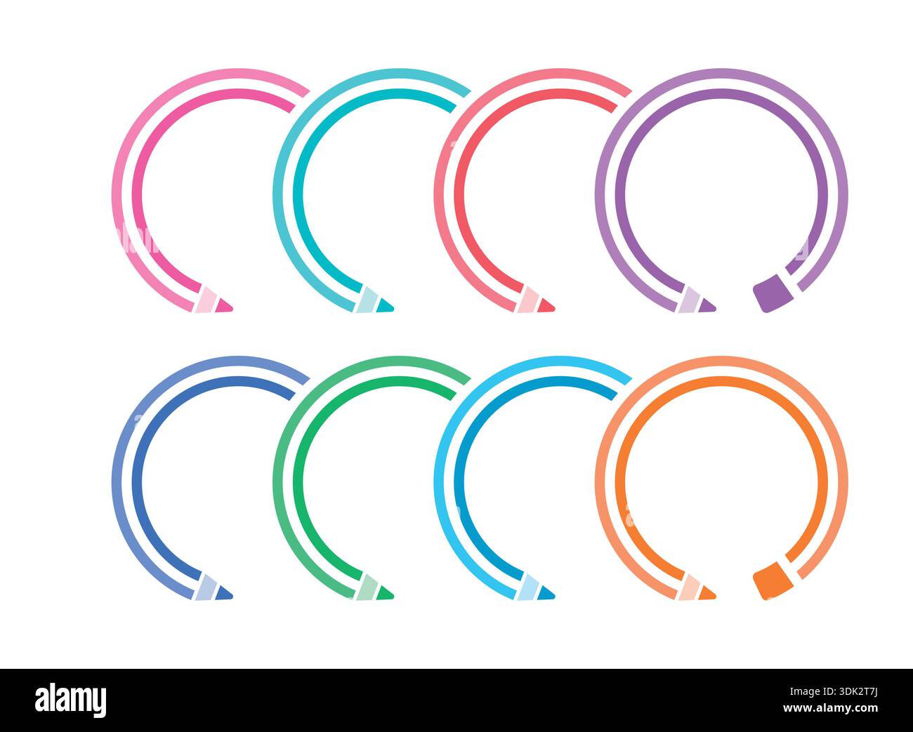colored pencils on a white background. round pens. Stock Vector