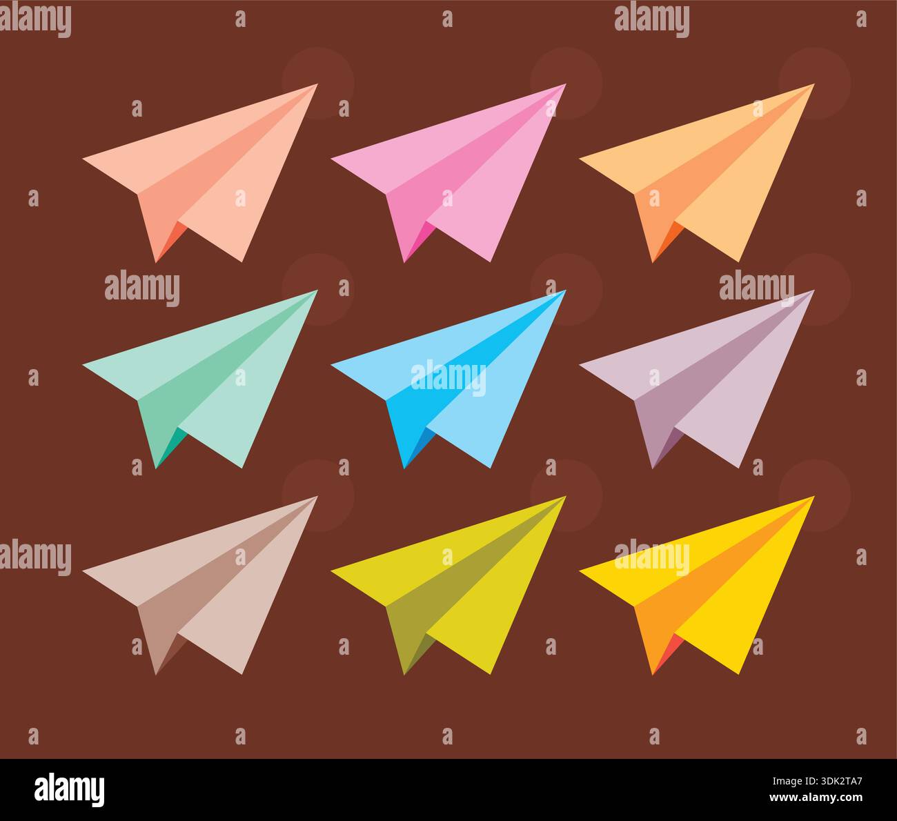 colored paper planes. nine color paper planes Stock Vector