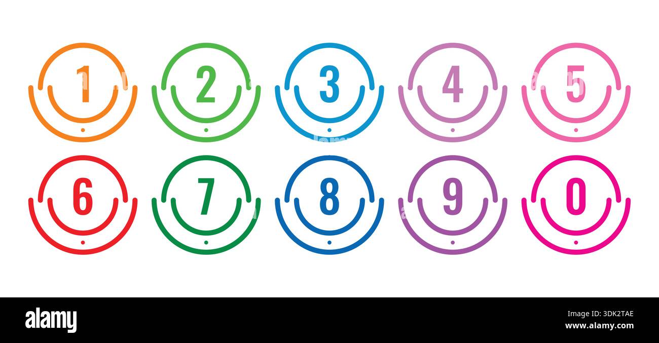 colorful ordered math numbers. vector numbers concept Stock Vector