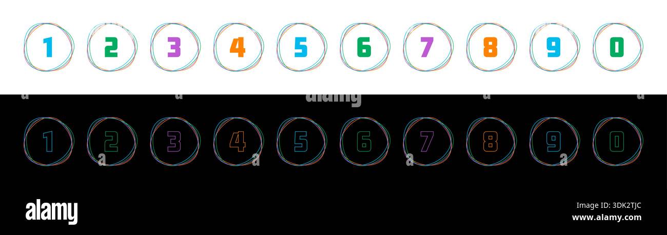 colorful ordered math numbers. vector numbers concept Stock Vector