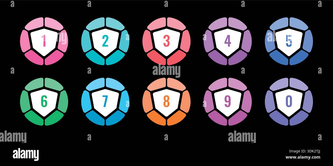 colorful ordered math numbers. vector numbers concept Stock Vector