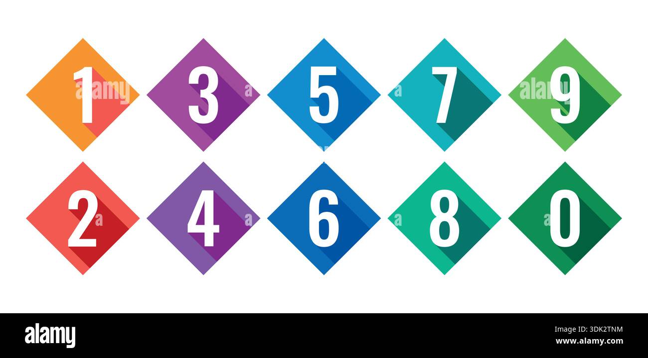 colorful ordered math numbers. vector numbers concept Stock Vector
