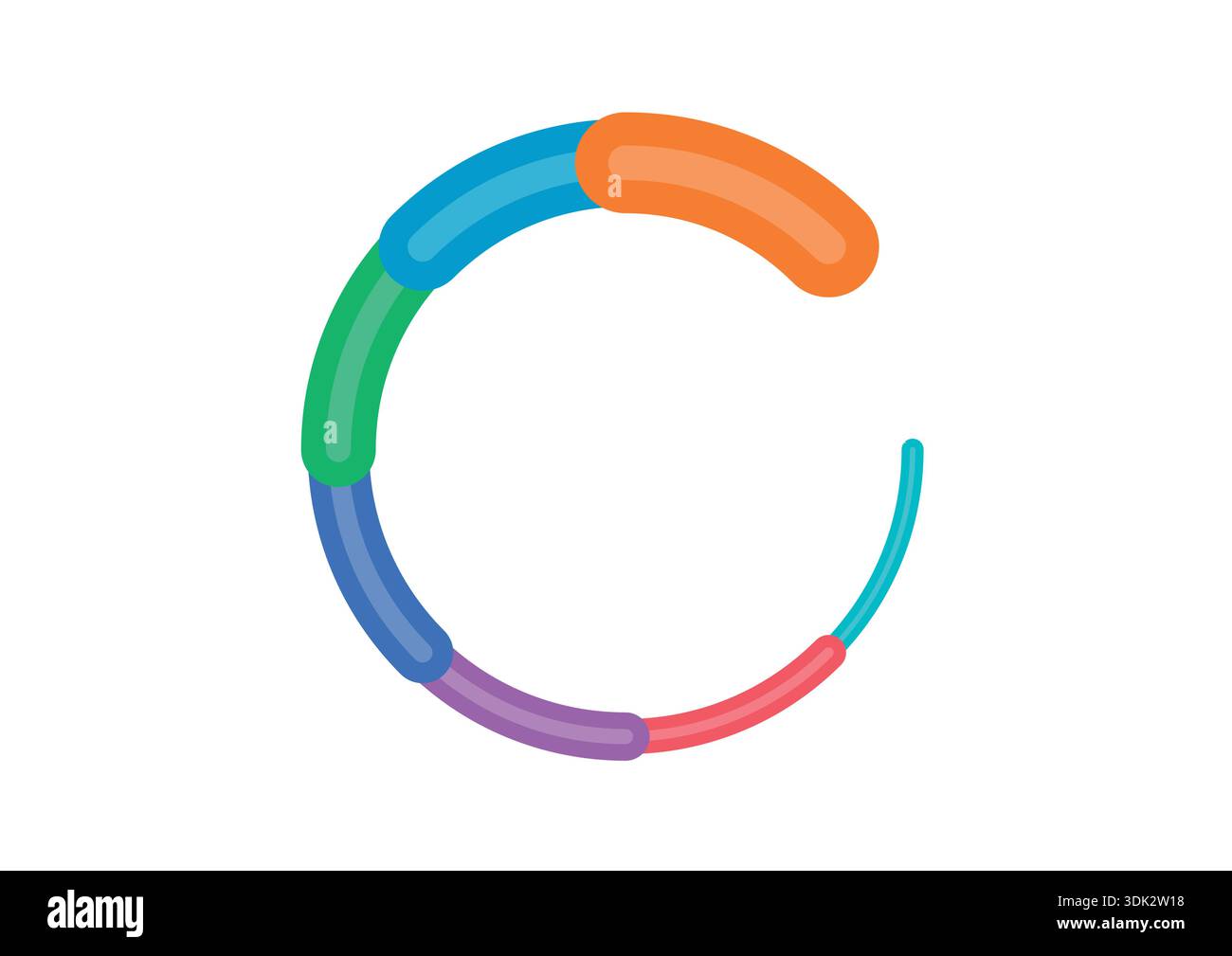 colored lines rotating around the circle. colorful circle concept. Stock Vector