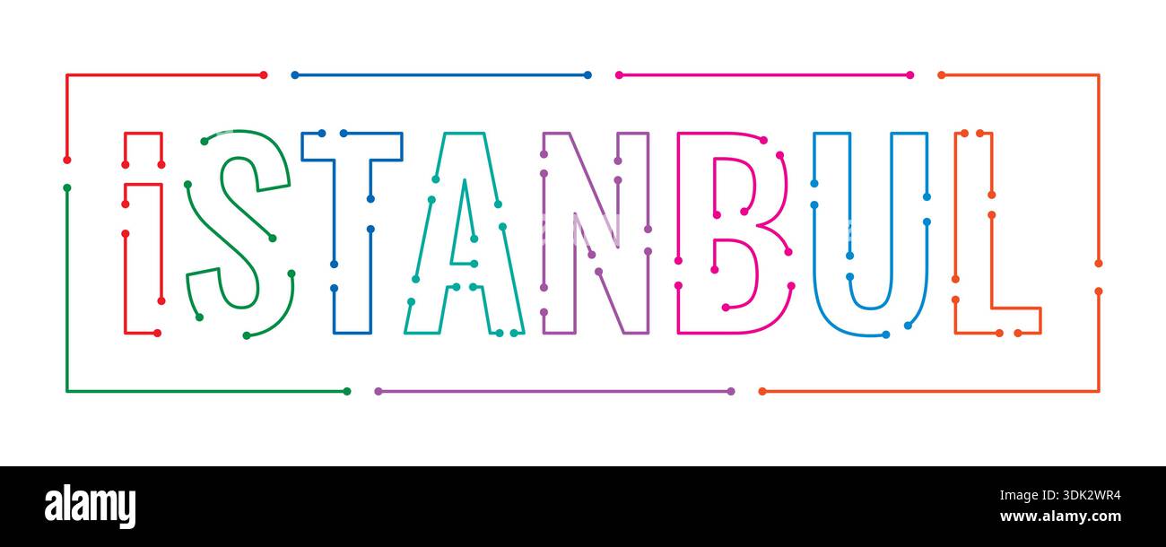 colorful digital istanbul word concept. technologically themed istanbul word. istanbul word. Stock Vector