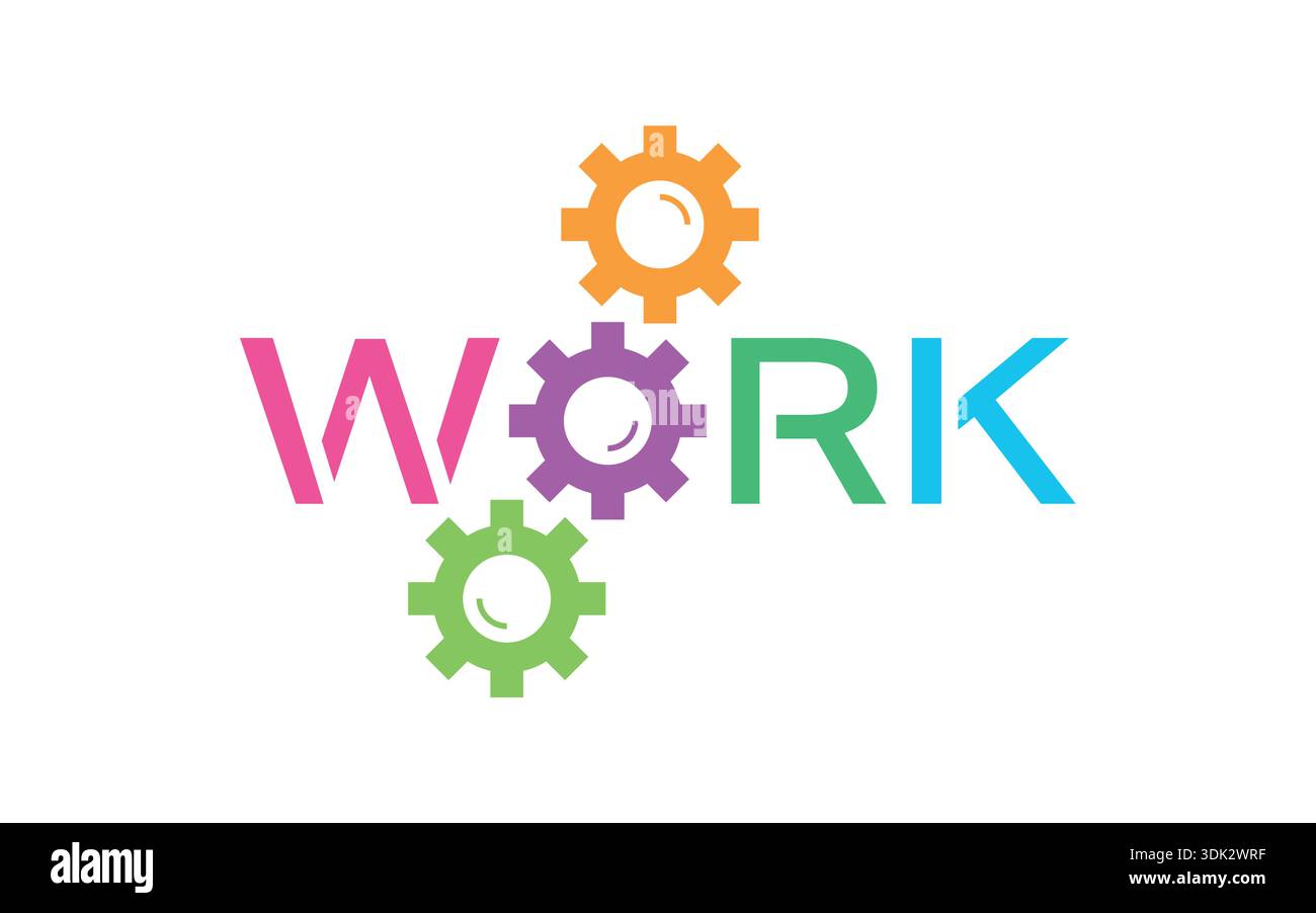colorful work concept on white background. work word logo. Stock Vector
