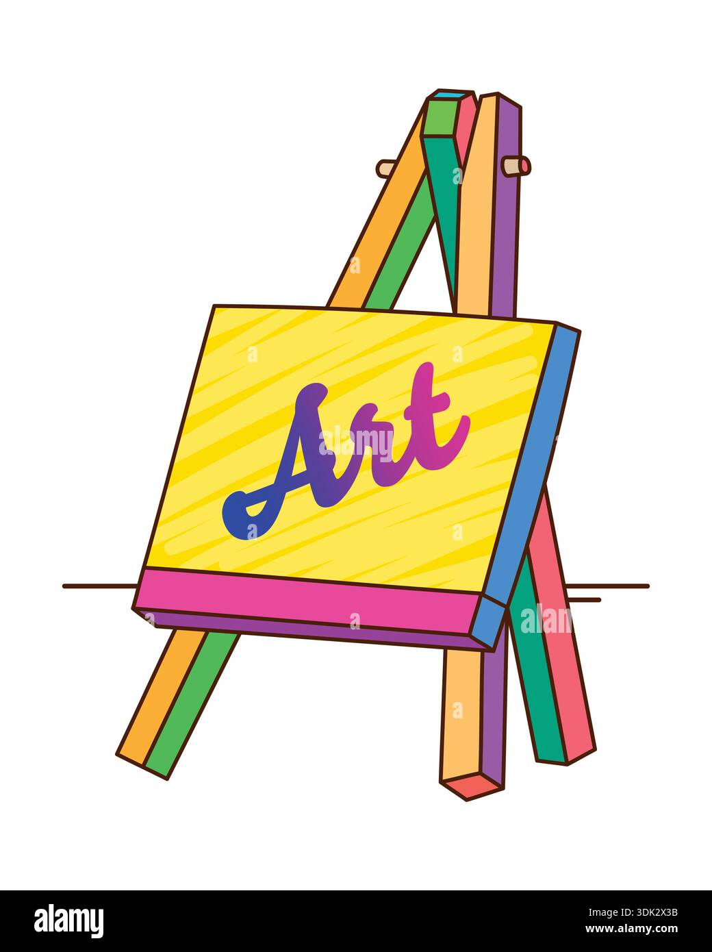 colorful painter table. vector easel on white background. Stock Vector