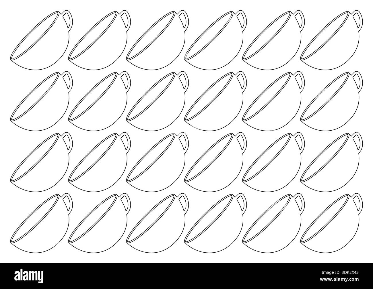 contour tea and coffee cups background. Stock Vector