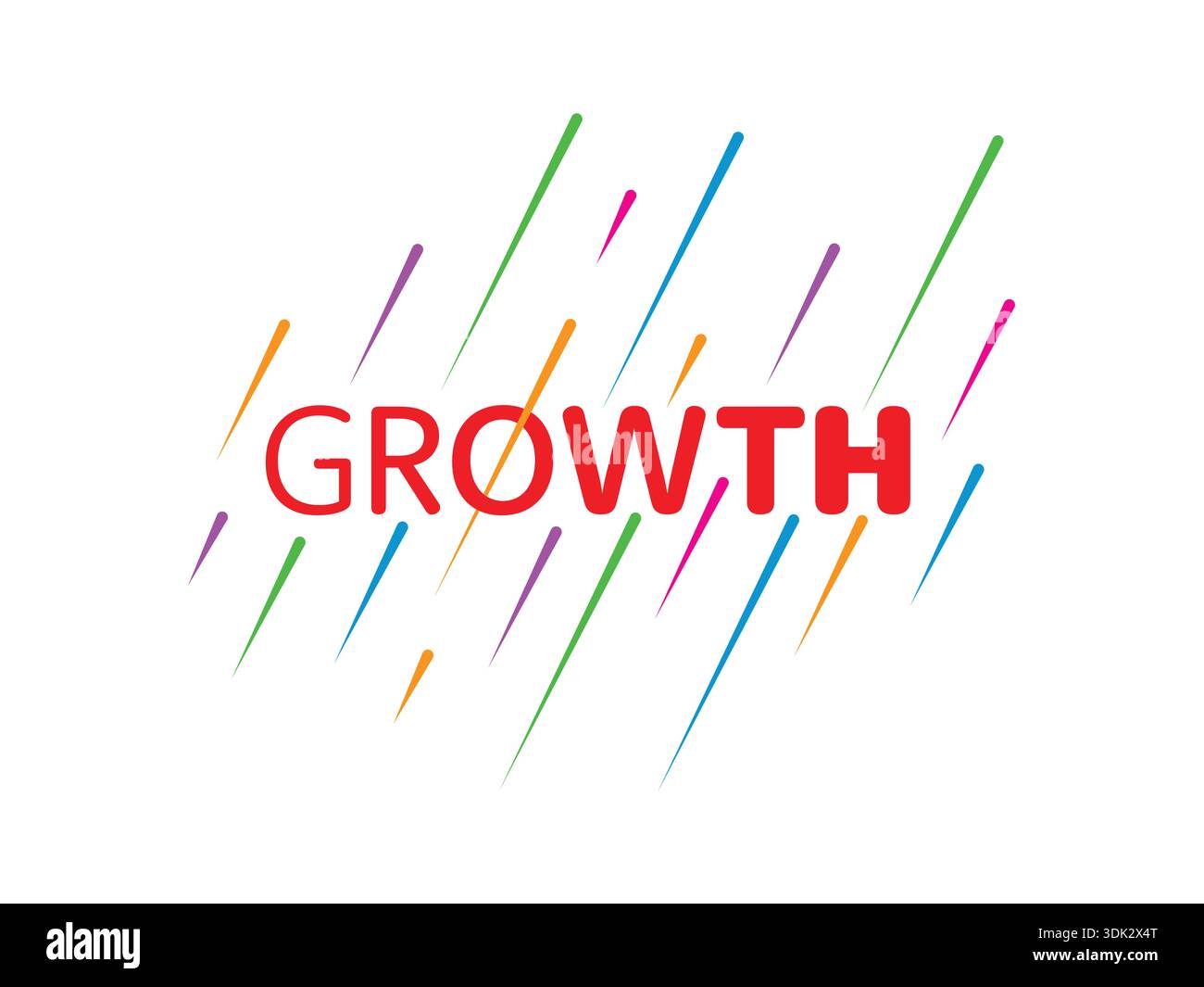 colorful fast lines and growth concept. growth word on white background Stock Vector