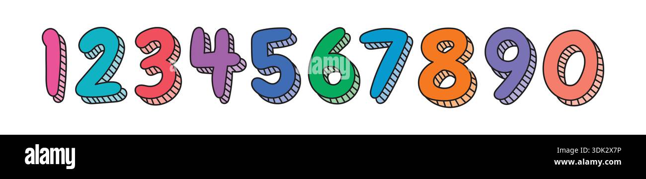 colorful ordered math numbers. vector numbers concept Stock Vector