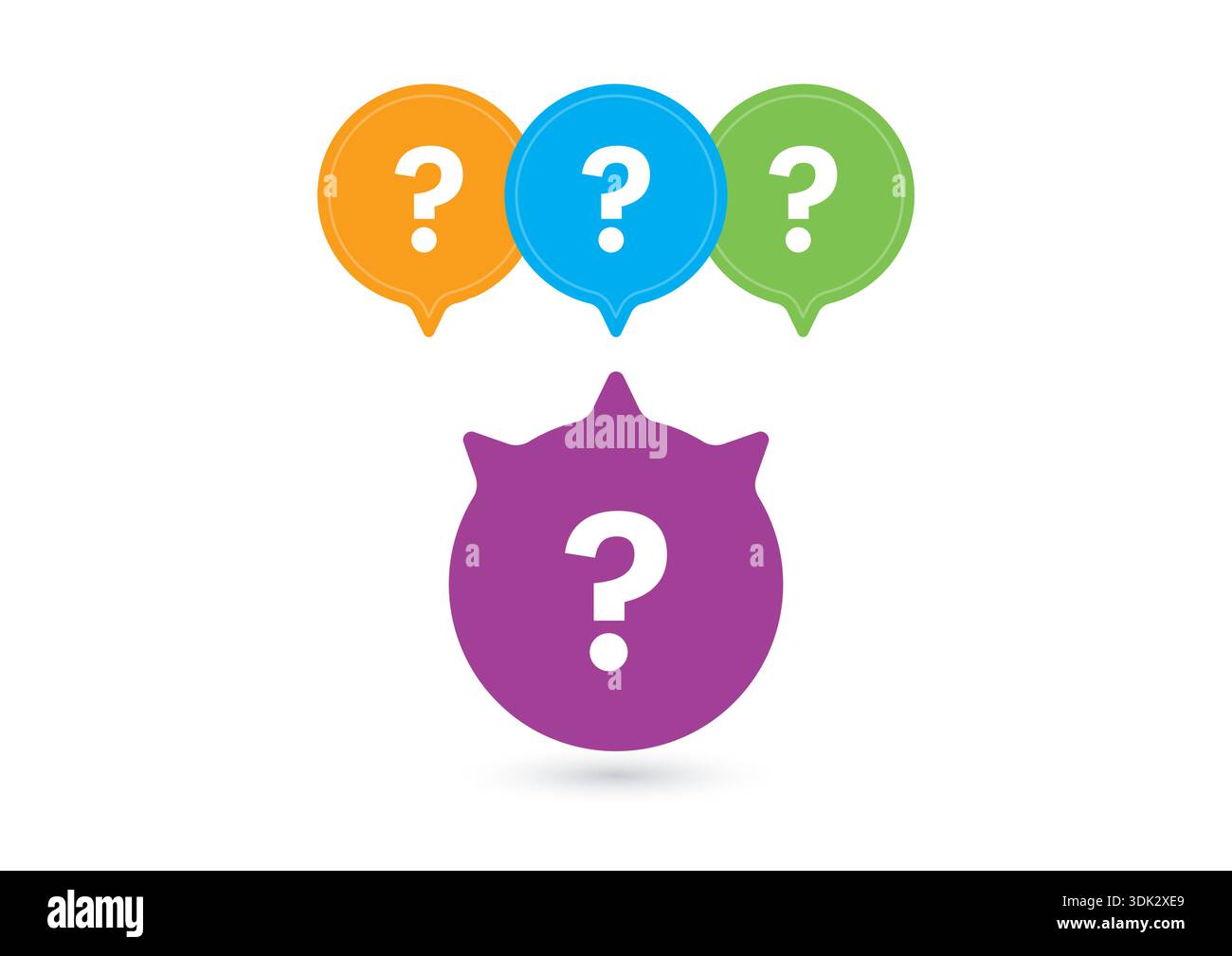 Colorful speech bubbles with question marks. speech bubbles and ...