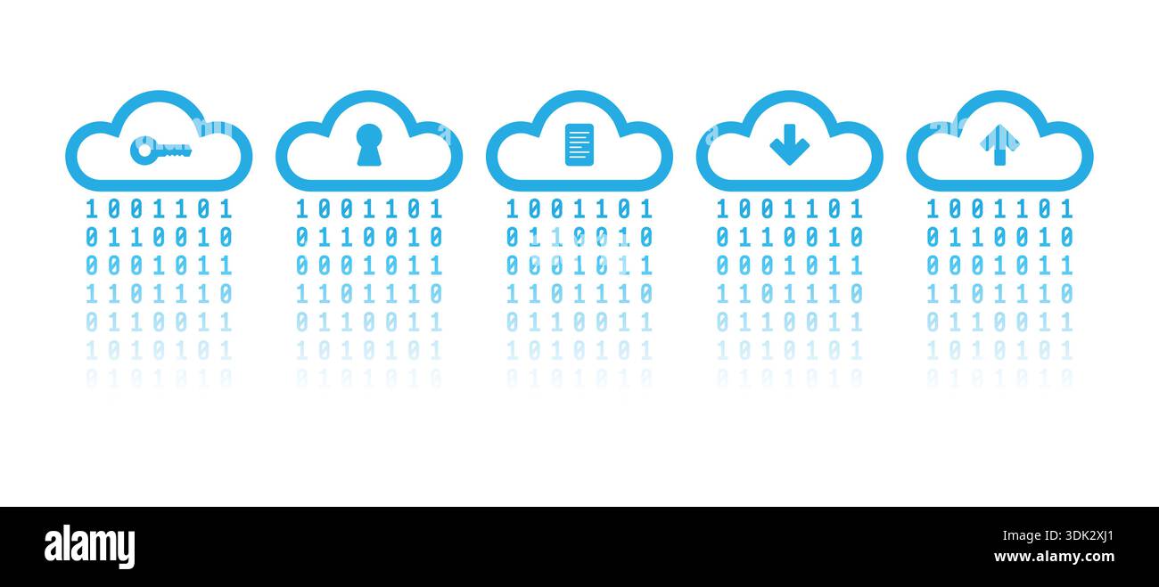 digital numbers, digital cloud and symbols. cloud data storage and digital numbers. Stock Vector