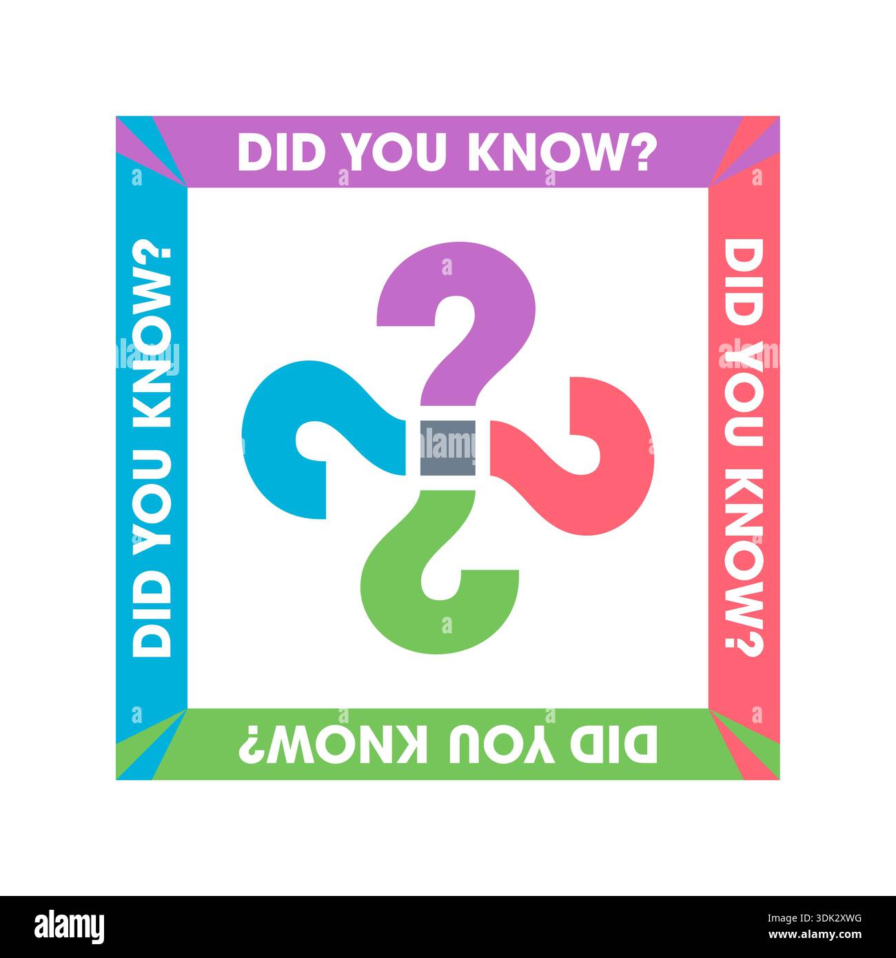 concept for learning, studying, researching, exploring. question marks in square. did you know concept. Stock Vector