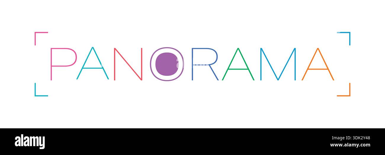 colorful panorama text on white background. Stock Vector