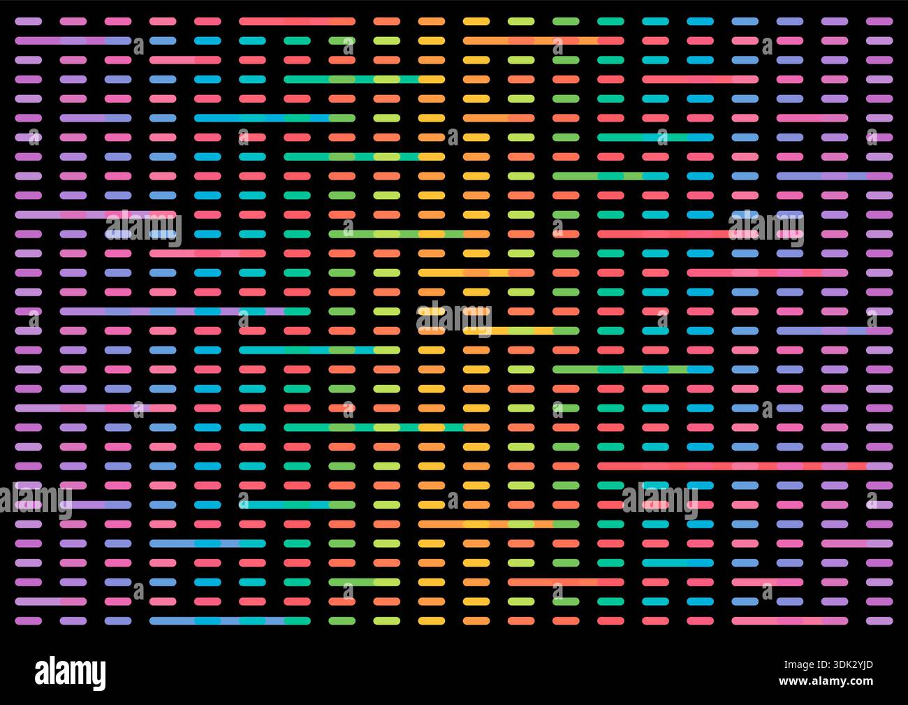 dashed line pattern. colorful lines pattern on black background Stock Vector