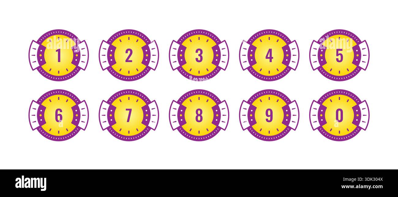 digital round interface and sequential numbers concept. digital button. Stock Vector