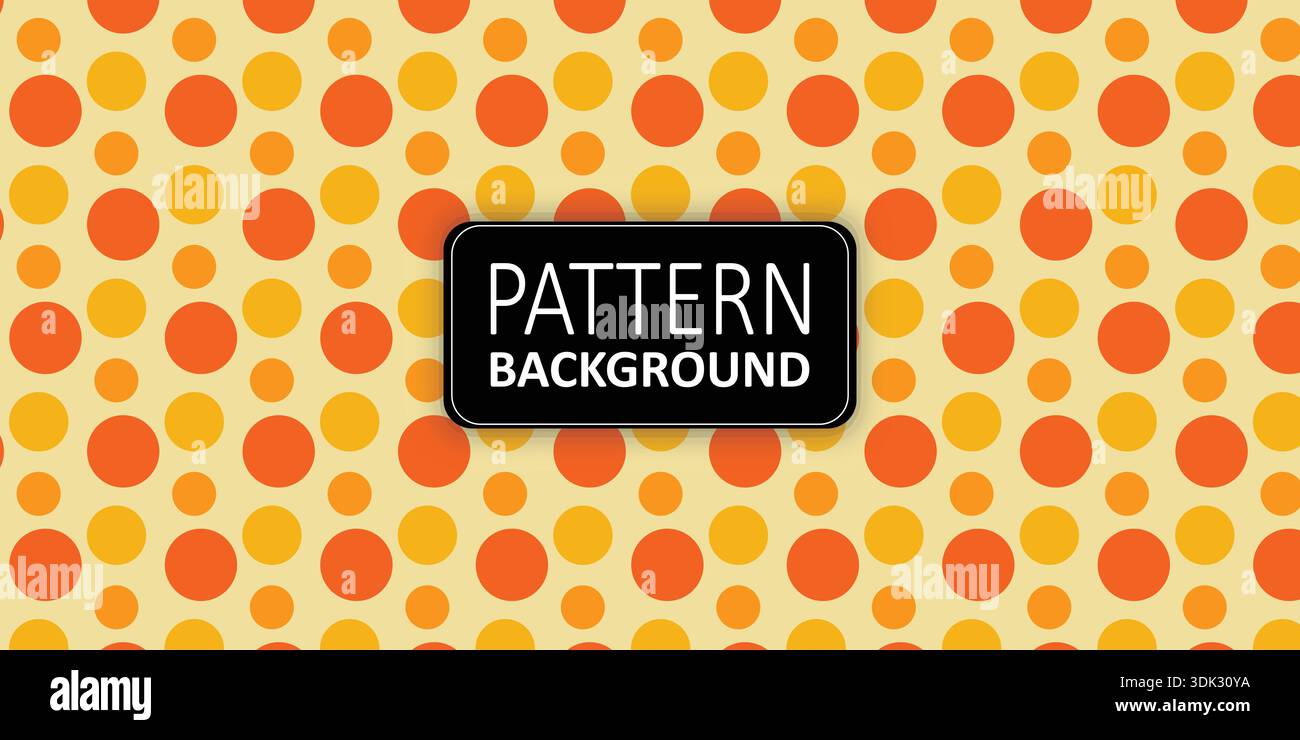 Orange and Yellow Polka Dot Pattern with Central Text Label Stock Vector