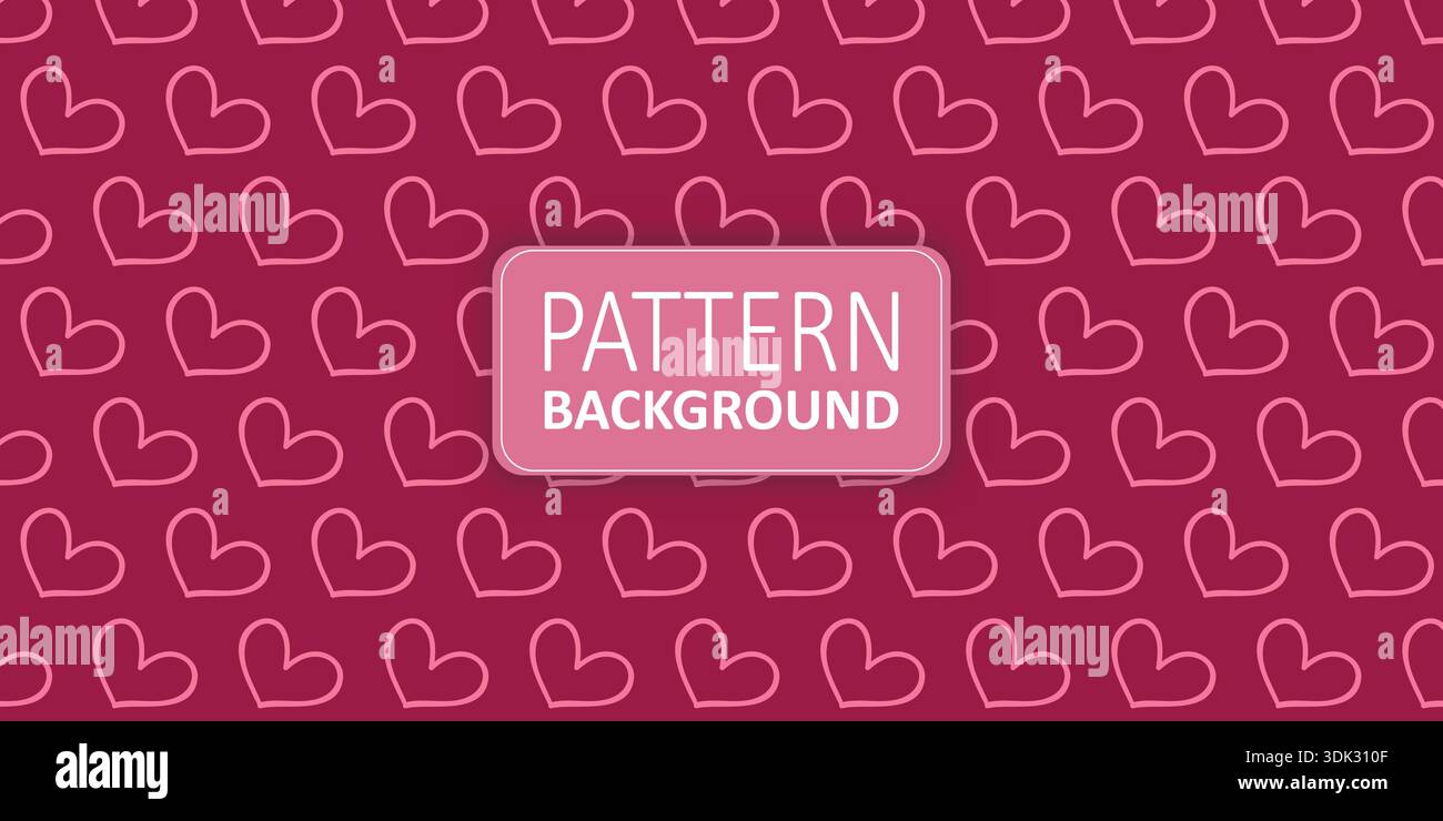 Pink Heart Pattern Background with Repeating Hand Drawn Love Shapes Stock Vector